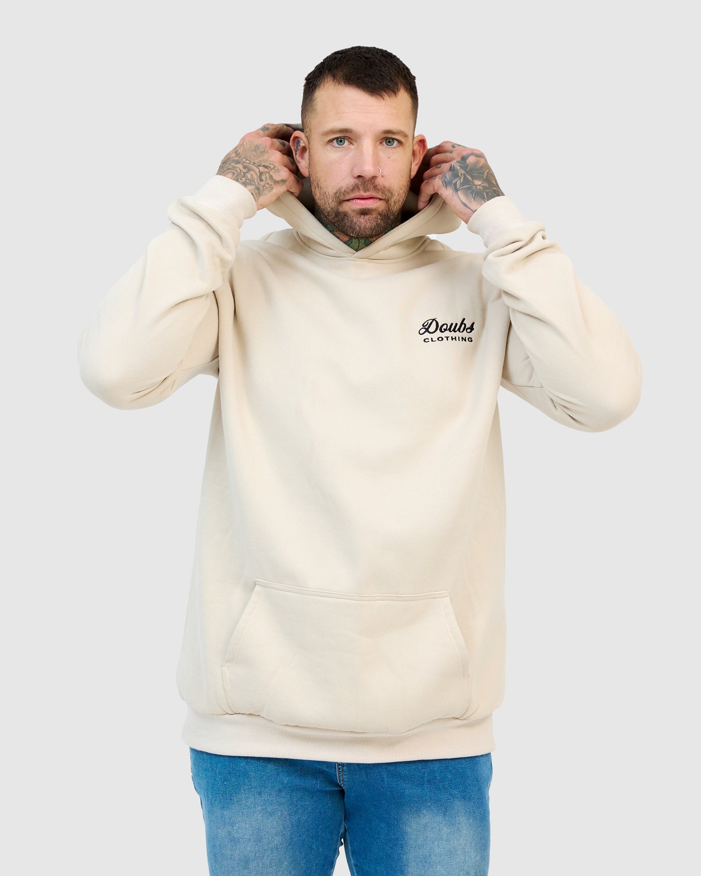 Davey Hoodie - Bone with Doubs logo