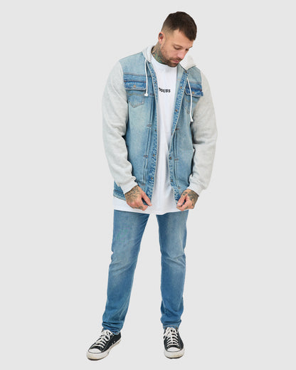 Blake Denim Hoodie Jacket Grey Sleeves