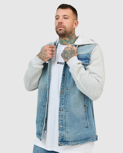 Blake Denim Hoodie Jacket Grey Sleeves