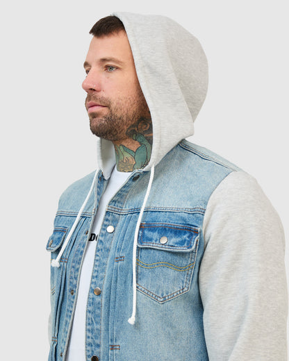 Blake Denim Hoodie Jacket Grey Sleeves