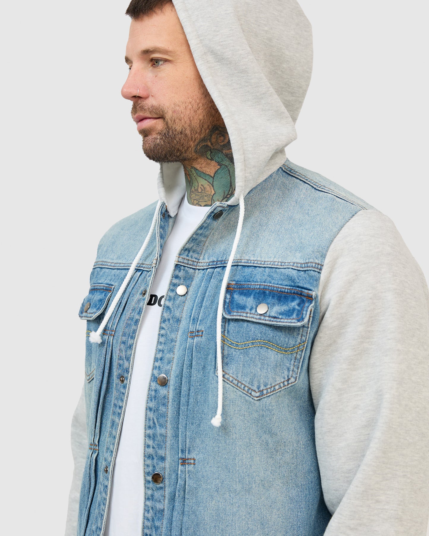 Blake Denim Hoodie Jacket Grey Sleeves