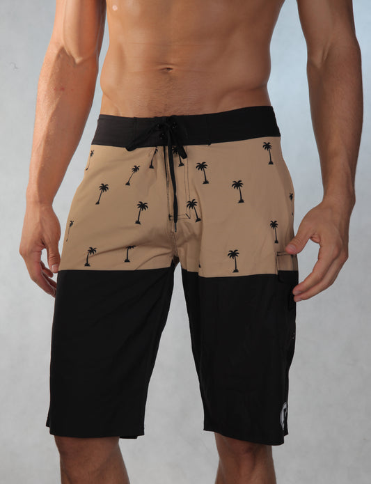 Han Board Shorts - Mustard Palm Tree