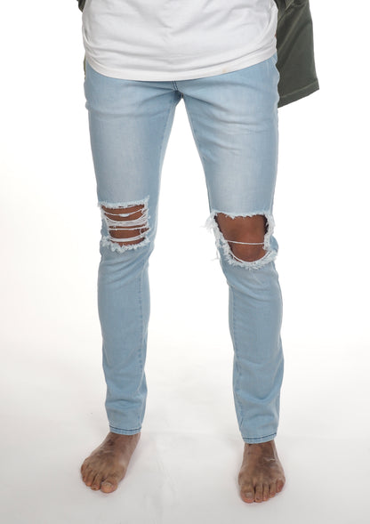 JJ Stretch Jeans - Distressed Light Blue