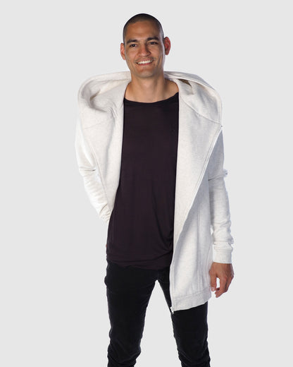 Waterfall Zip Hoodie - White Marle