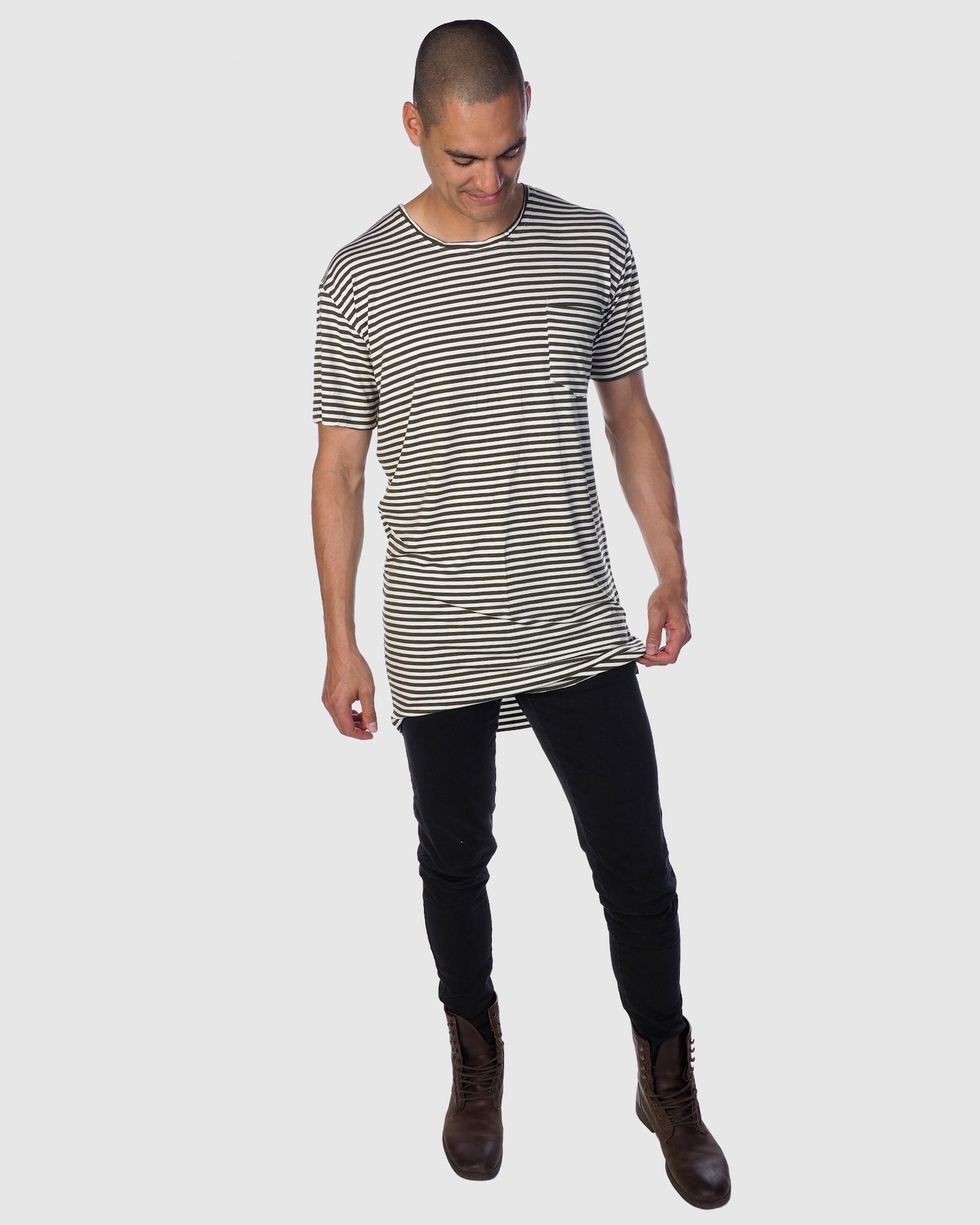 Luxe Stripe Tee - Olive