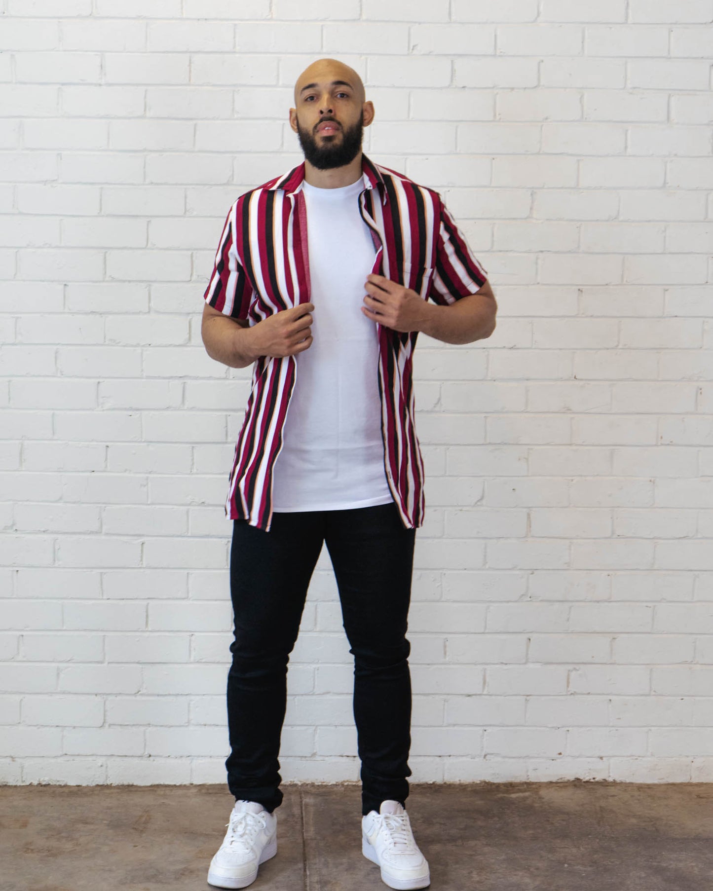 Charlie Button Down - Wine Stripe