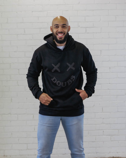 Smile Hoodie - Black with Black Print