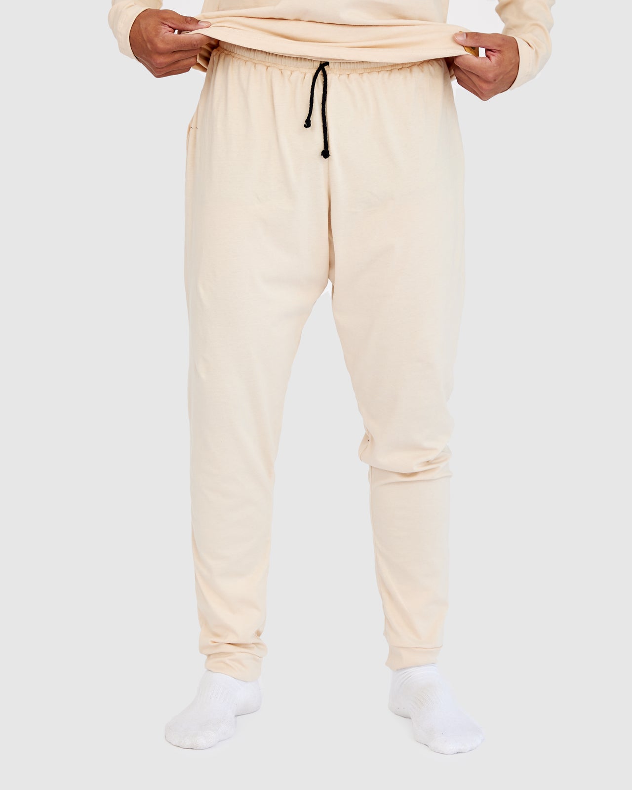 Loungewear Lounge Set - Beige Top and Pants