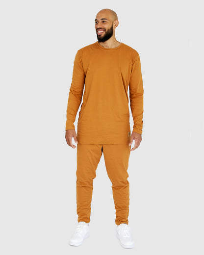 Loungewear Lounge Set - Mustard Brown Top and Pants